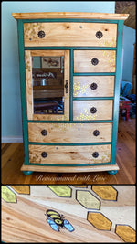 Boho Style Armoire ~ with iridescent honeycomb & tiny bee accents