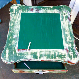 Shabby Chic End Table ~ with retro chalkboard tabletop & drawer