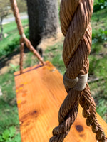 Old-Fashioned Tree Swing ~ waterproof redwood with burnt wood honeycomb & tiny bee accents