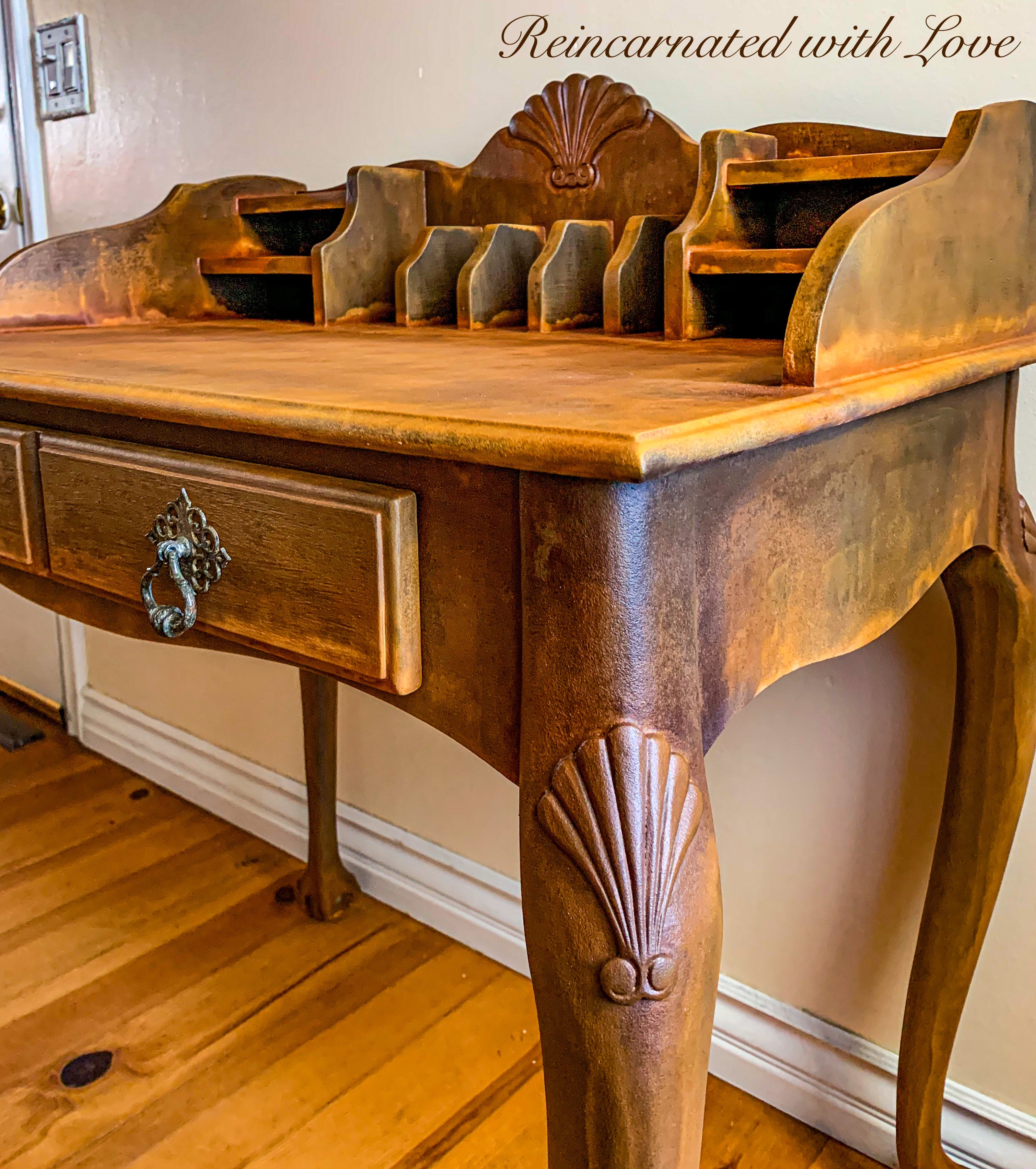 Rustic Secretary Desk ~  French country style desk in rusted iron