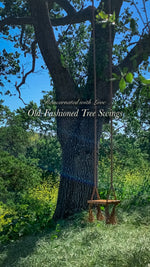 Old-Fashioned Tree Swing ~ waterproof redwood with burnt wood honeycomb & tiny bee accents