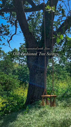 Old-Fashioned Tree Swing ~ waterproof redwood with burnt wood honeycomb & tiny bee accents