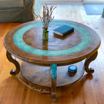Boho Coffee Table ~ in copper patina & rusted iron