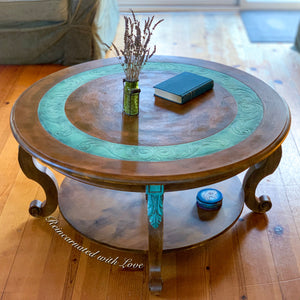 Boho Coffee Table ~ in copper patina & rusted iron