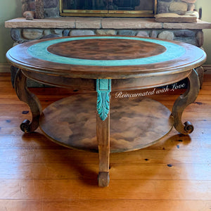 Boho Coffee Table ~ in copper patina & rusted iron
