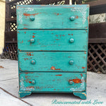 French Country Dresser ~ sea foam green farmhouse dresser with lace accents