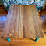 Solid Oak Coffee Table ~ with iridescent honeycomb & tiny bee accents