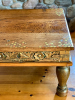 Reclaimed Wood Coffee Table ~ with iridescent honeycomb & tiny bee accents