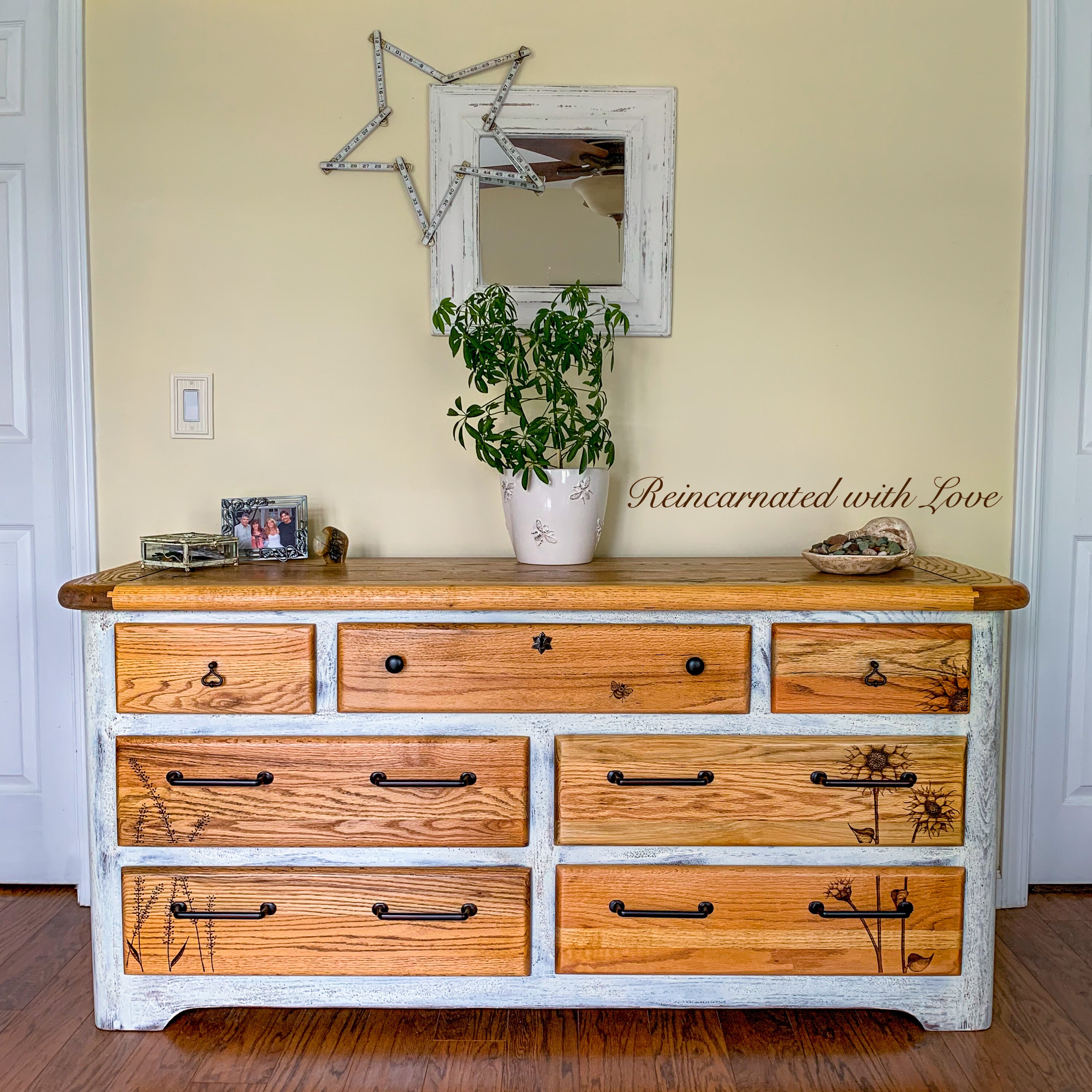 Wood on sale burned dresser