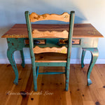 French Country Desk & Matching Chair Set ~ with burnt wood honeycomb & tiny bee accents