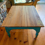 Solid Oak Coffee Table ~ with iridescent honeycomb & tiny bee accents