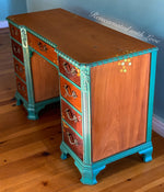 Iridescent Honeycomb Desk ~ with tiny bee accents & distressed green trim