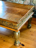 Reclaimed Wood Coffee Table ~ with iridescent honeycomb & tiny bee accents