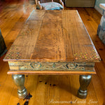 Reclaimed Wood Coffee Table ~ with iridescent honeycomb & tiny bee accents