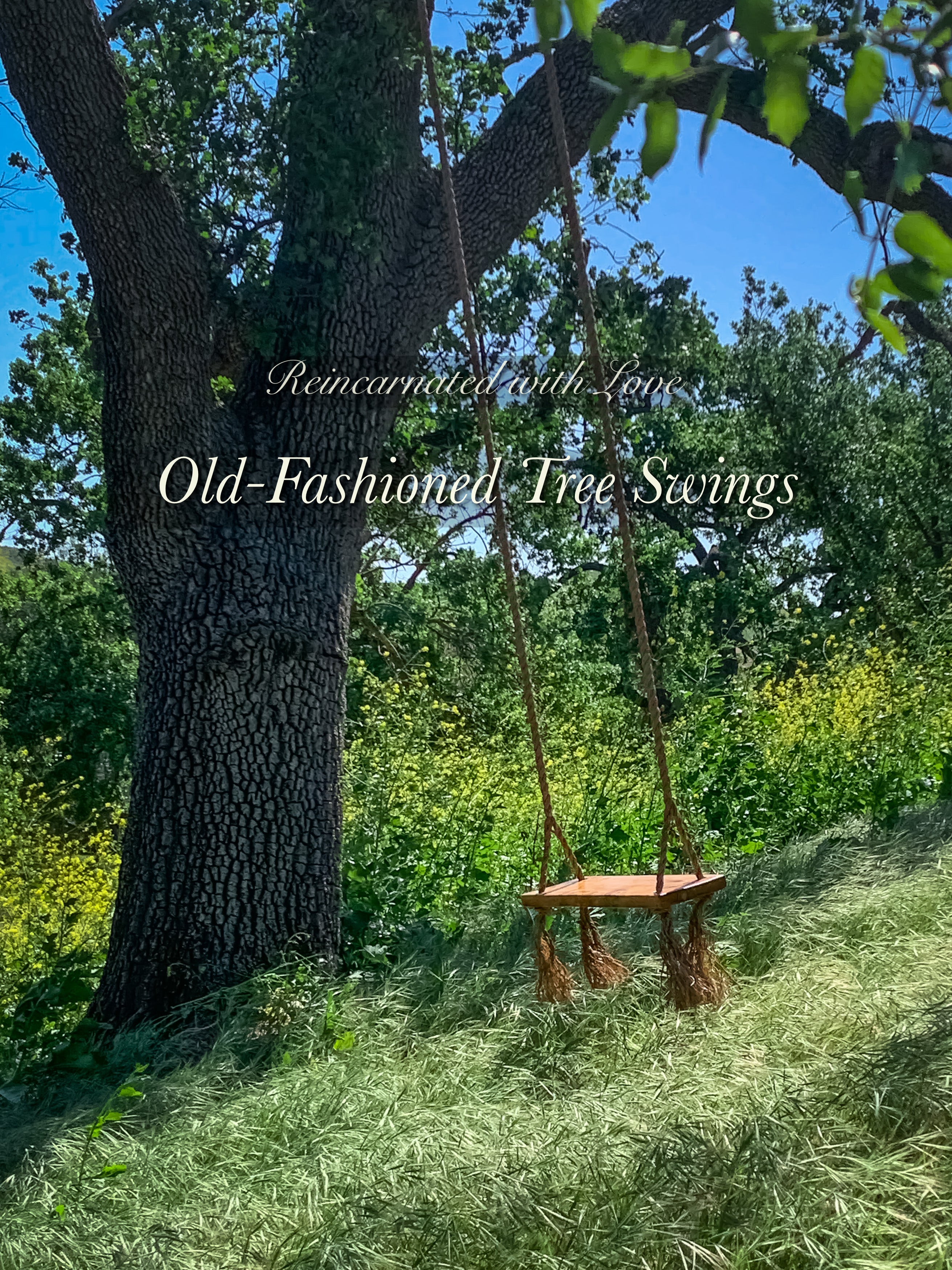 Old-Fashioned Tree Swing ~ waterproof redwood with burnt wood honeycomb & tiny bee accents