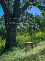 Old-Fashioned Tree Swing ~ waterproof redwood with burnt wood honeycomb & tiny bee accents