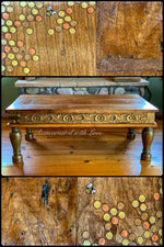 Reclaimed Wood Coffee Table ~ with iridescent honeycomb & tiny bee accents
