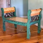 Iron & Wood Bedroom Bench ~ with iridescent honeycomb & tiny bee accents