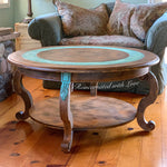 Boho Coffee Table ~ in copper patina & rusted iron