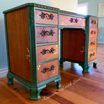 Iridescent Honeycomb Desk ~ with tiny bee accents & distressed green trim