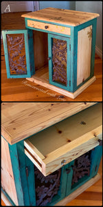Iron & Wood Nightstands ~ with iridescent honeycomb & tiny bee accents
