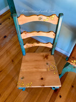French Country Desk & Matching Chair Set ~ with burnt wood honeycomb & tiny bee accents