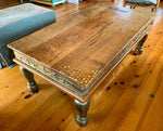 Reclaimed Wood Coffee Table ~ with iridescent honeycomb & tiny bee accents