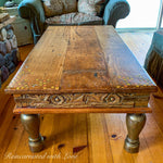 Reclaimed Wood Coffee Table ~ with iridescent honeycomb & tiny bee accents